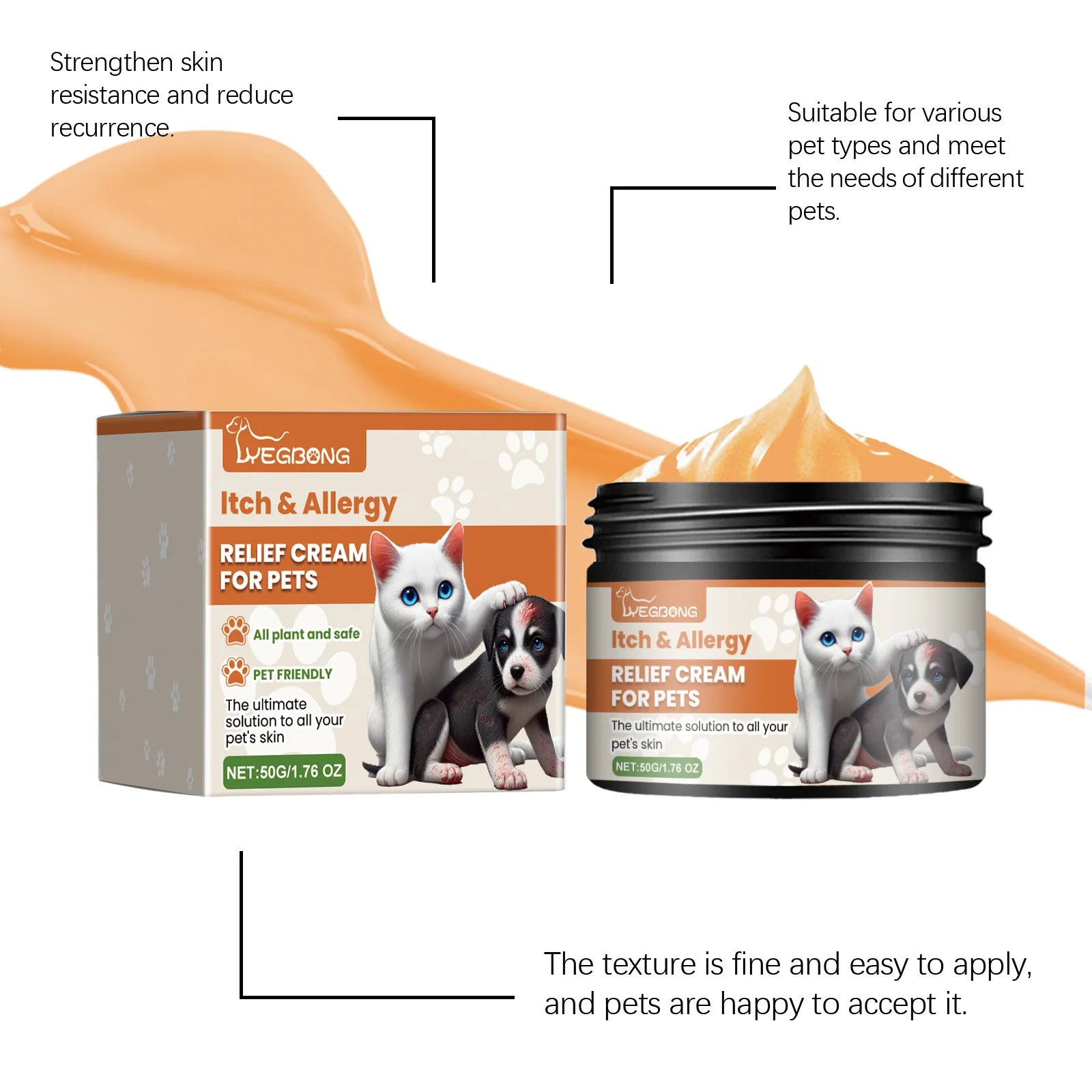 Yegbong Pet Skin Care Cream – Itch Relief & Ringworm Treatment for Dogs & Cats